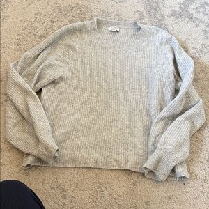 J. Crew Light Gray Ribbed Crewneck Sweater